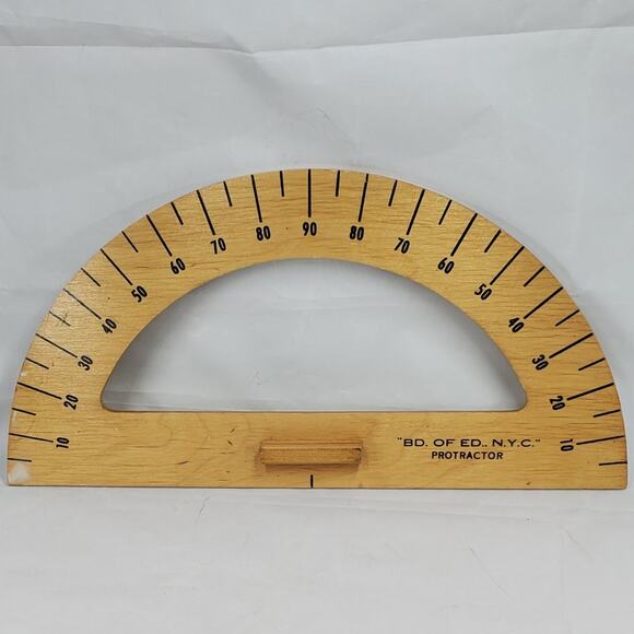 Vintage Wooden Classroom Protractor Bd. of Ed. NYC Large 16inch - Picture 4 of 4